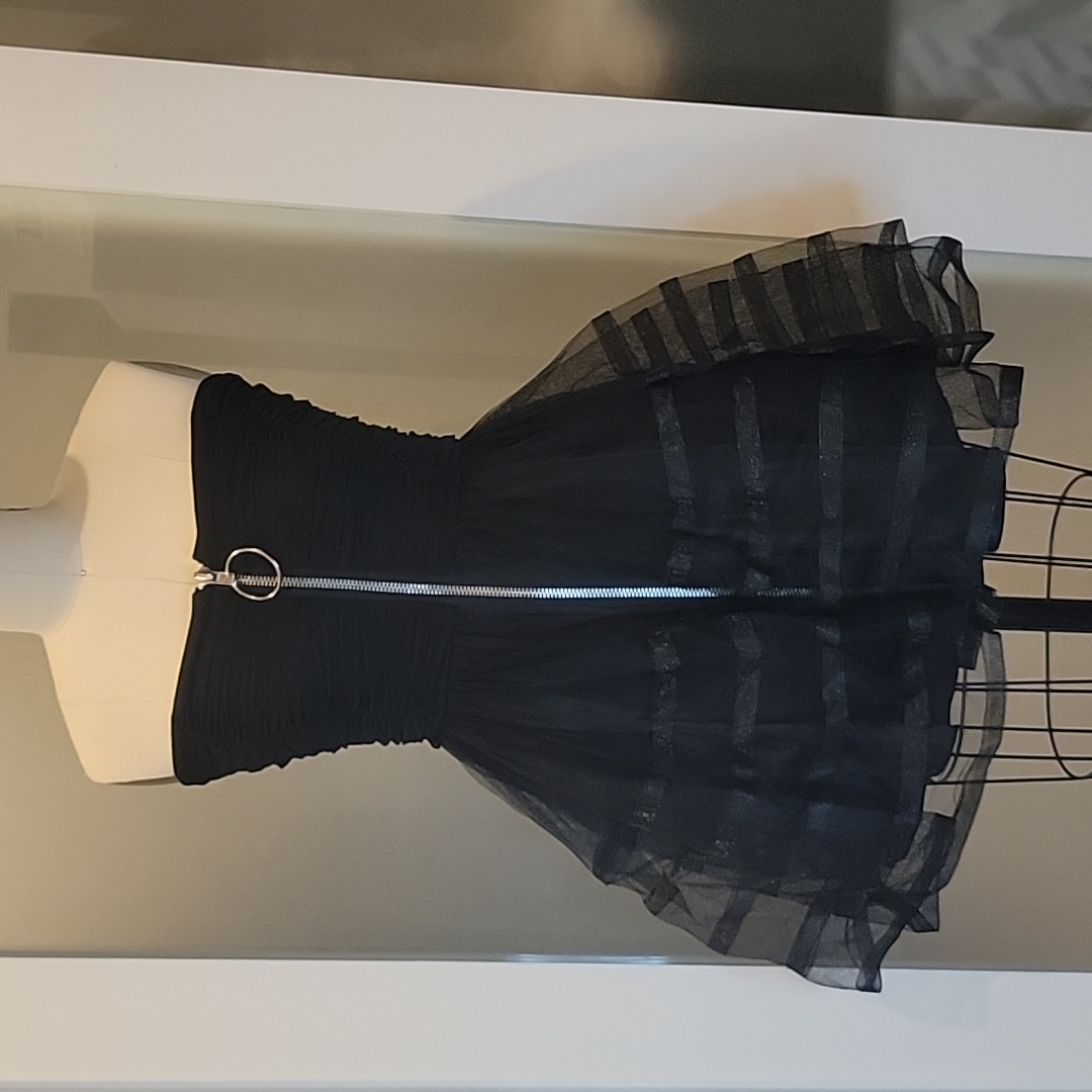 Vtg Betsey Johnson Y2k Black Tutu Tulle Strapless Mini Party Dress Host Pick